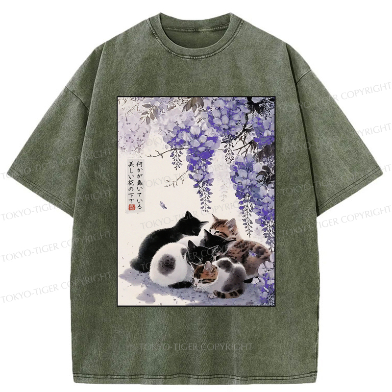 Tokyo-Tiger Cats plotting under the wisteria T-Shirt