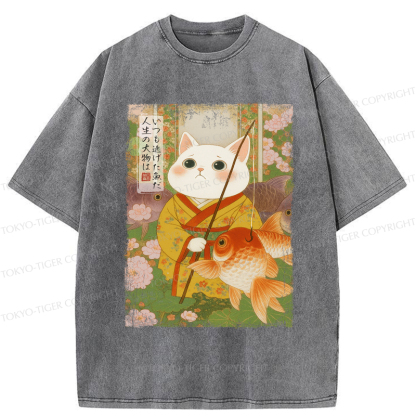 Tokyo-Tiger A Tale of Cat and Fish Washed T-Shirt