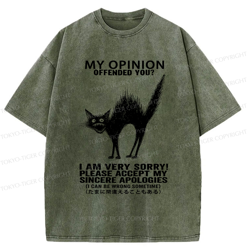 Tokyo-Tiger No Offense Cat Washed T-Shirt