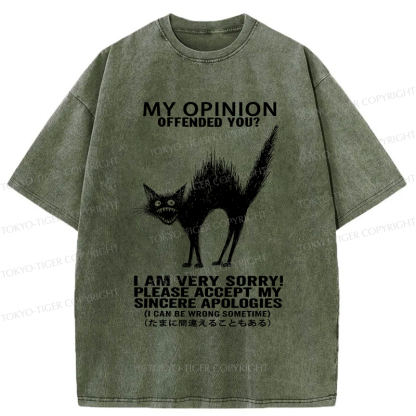 Tokyo-Tiger No Offense Cat Washed T-Shirt