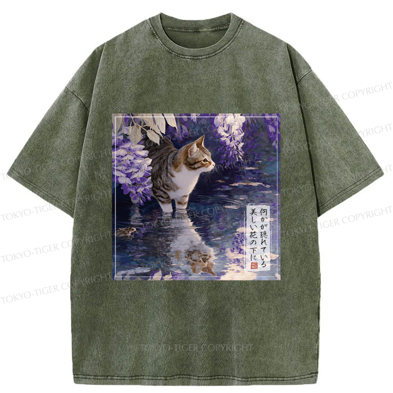 Tokyo-Tiger The Secrets of Wisteria Blooms Washed T-Shirt