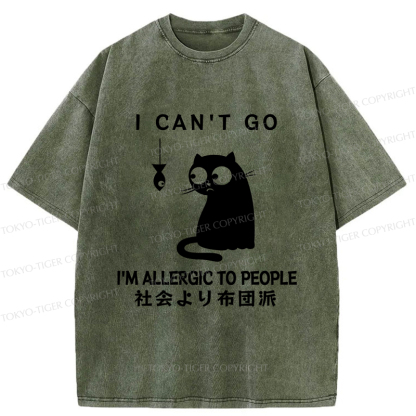 Tokyo-Tiger Cats Allergic To Humans Washed T-Shirt