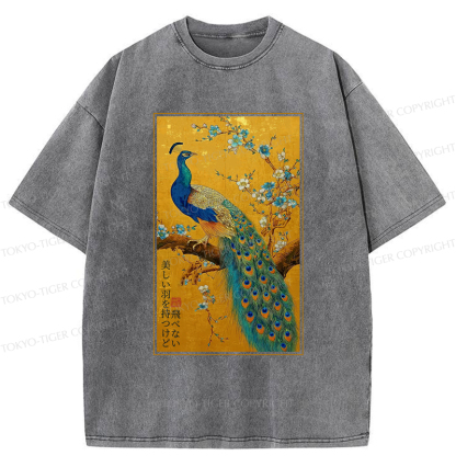 Tokyo-Tiger The Peacock's Silent Elegance Washed T-Shirt