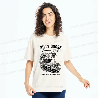 Tokyo-Tiger Stupid Goose Surfing Washed T-Shirt