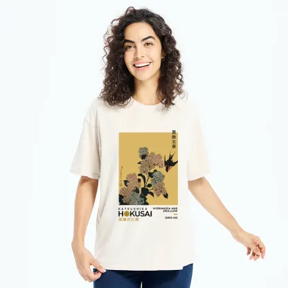 Tokyo-Tiger Japanese Traditional Flowers Washed T-Shirt