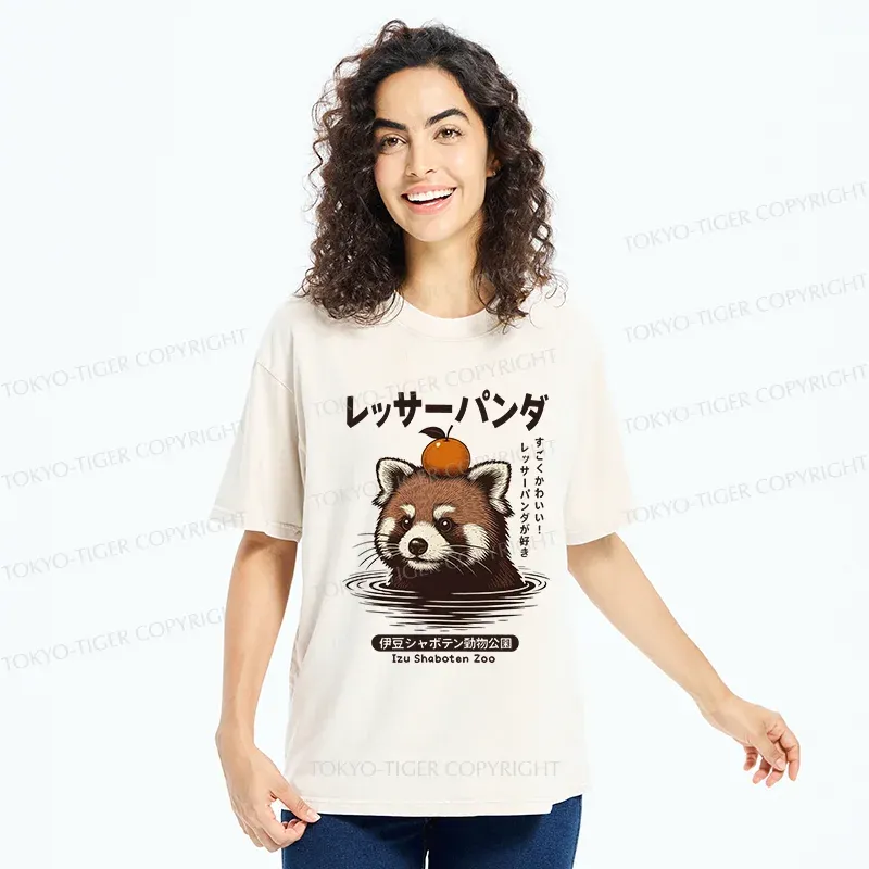 Tokyo-Tiger Cute Red Panda Washed T-Shirt