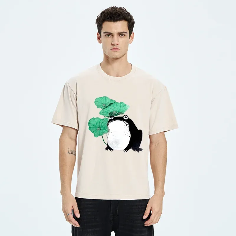 Tokyo-Tiger Lotus Leaf And Frog Washed T-Shirt