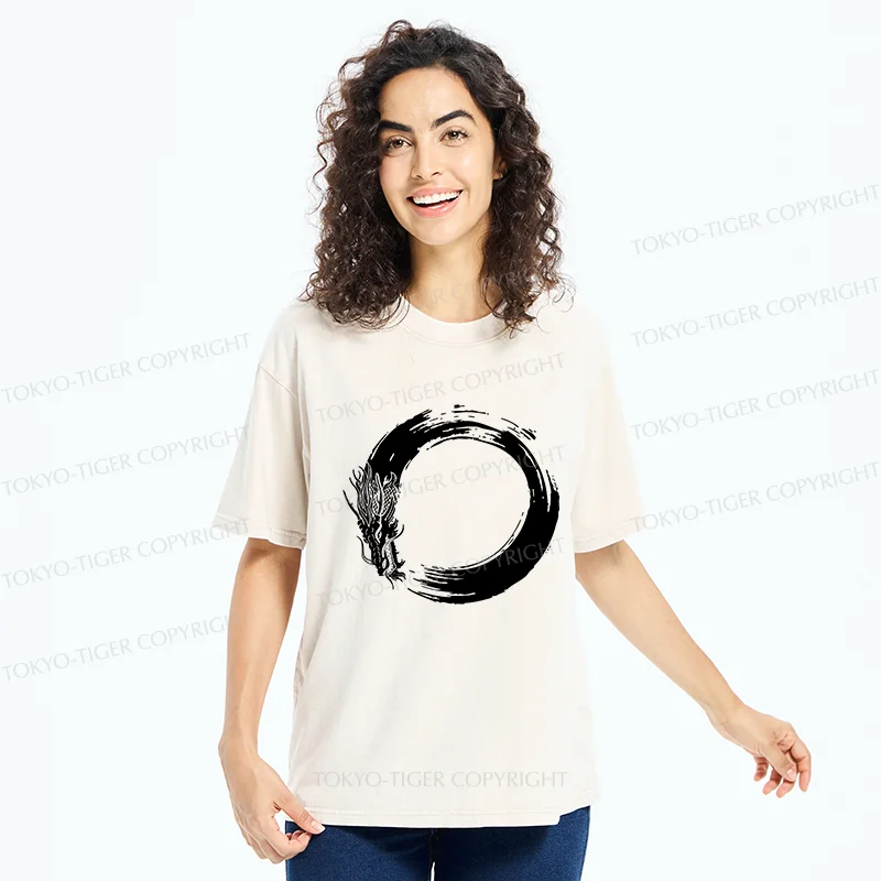 Tokyo-Tiger Dragon's Circle Washed T-Shirt