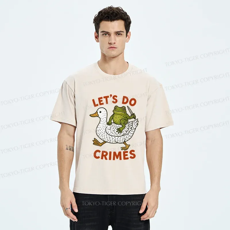 Tokyo-Tiger Frog Ready To Commit Crime Washed T-Shirt