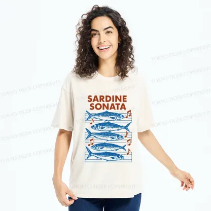 Tokyo-Tiger Sardines Sheet Music Washed T-Shirt