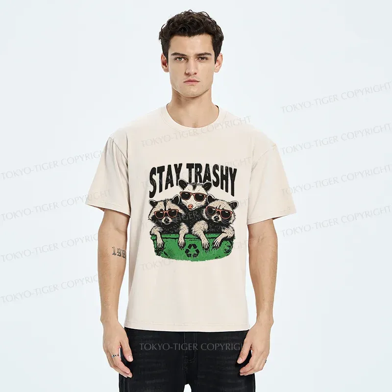 Tokyo-Tiger Stay Trashy Washed T-Shirt