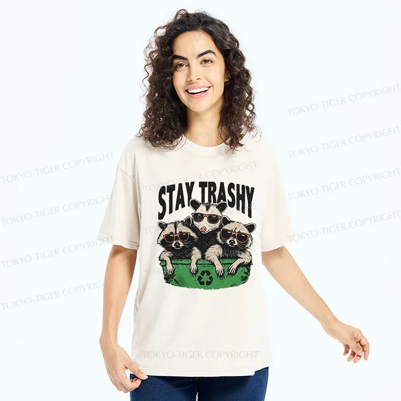 Tokyo-Tiger Stay Trashy Washed T-Shirt