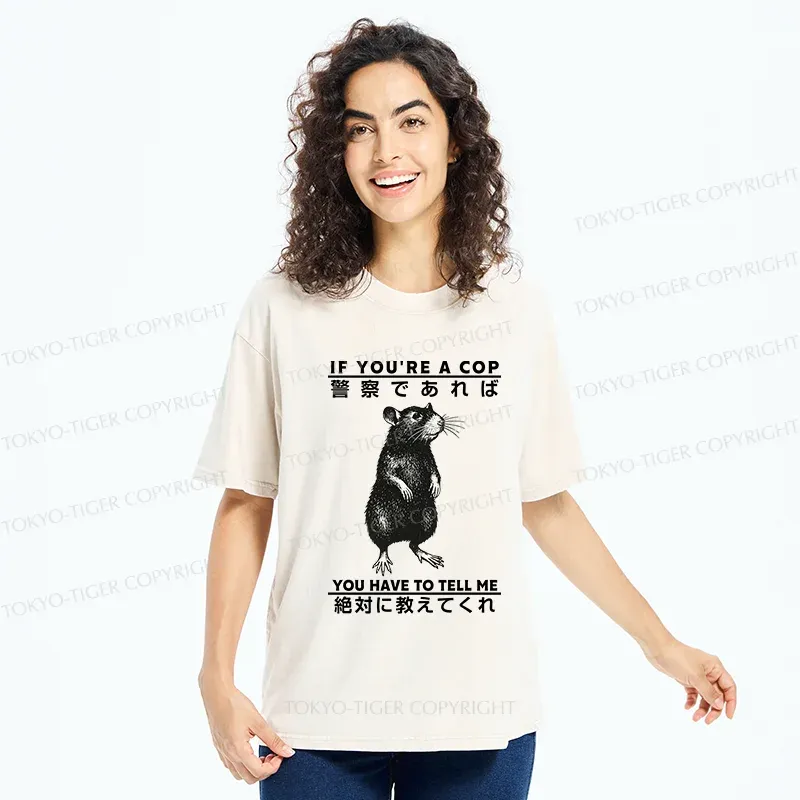 Tokyo-Tiger Funny Mouse Japan Washed T-Shirt