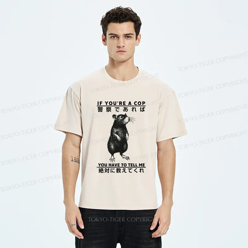 Tokyo-Tiger Funny Mouse Japan Washed T-Shirt