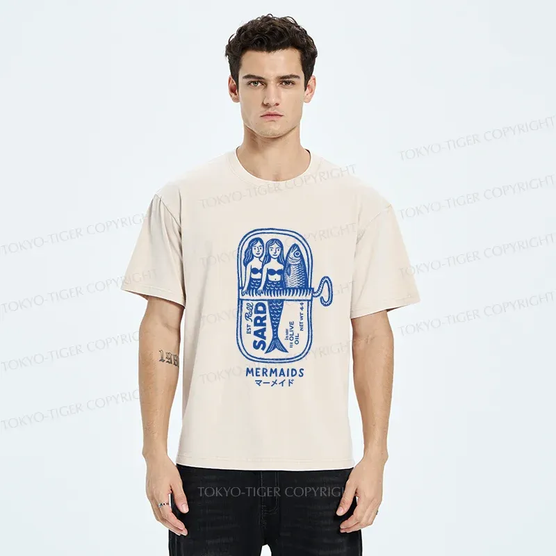 Tokyo-Tiger Mermaid Can Washed T-Shirt