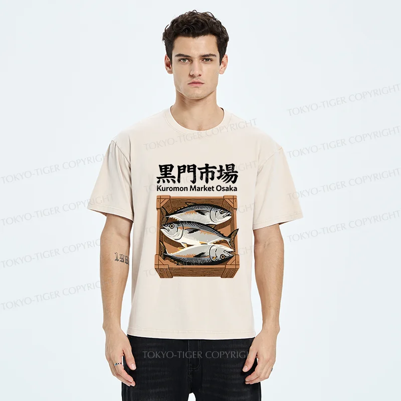 Tokyo-Tiger Kuromon Market Washed T-Shirt