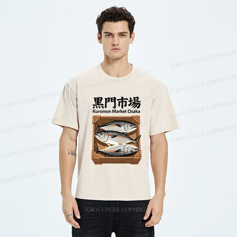 Tokyo-Tiger Kuromon Market Washed T-Shirt