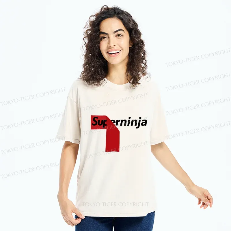 Tokyo-Tiger Funny Ninja Joke Washed T-Shirt