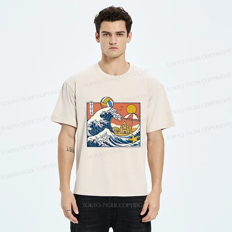 Tokyo-Tiger Summer Beach Washed T-Shirt
