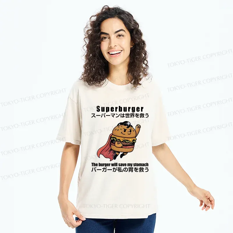 Tokyo-Tiger Burger Save The World Washed T-Shirt