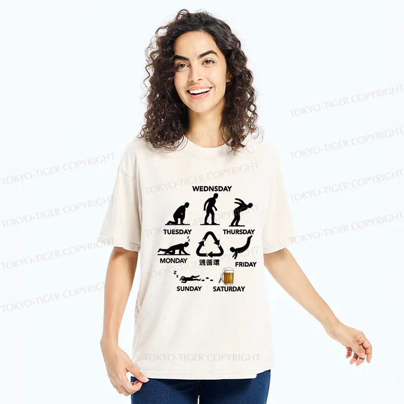 Tokyo-Tiger One Week Cycle Washed T-Shirt