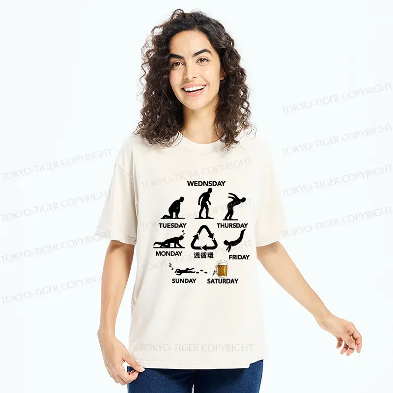 Tokyo-Tiger One Week Cycle Washed T-Shirt