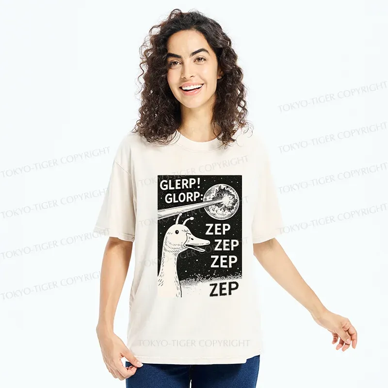 Tokyo-Tiger Geese Attacking The Earth Washed T-Shirt