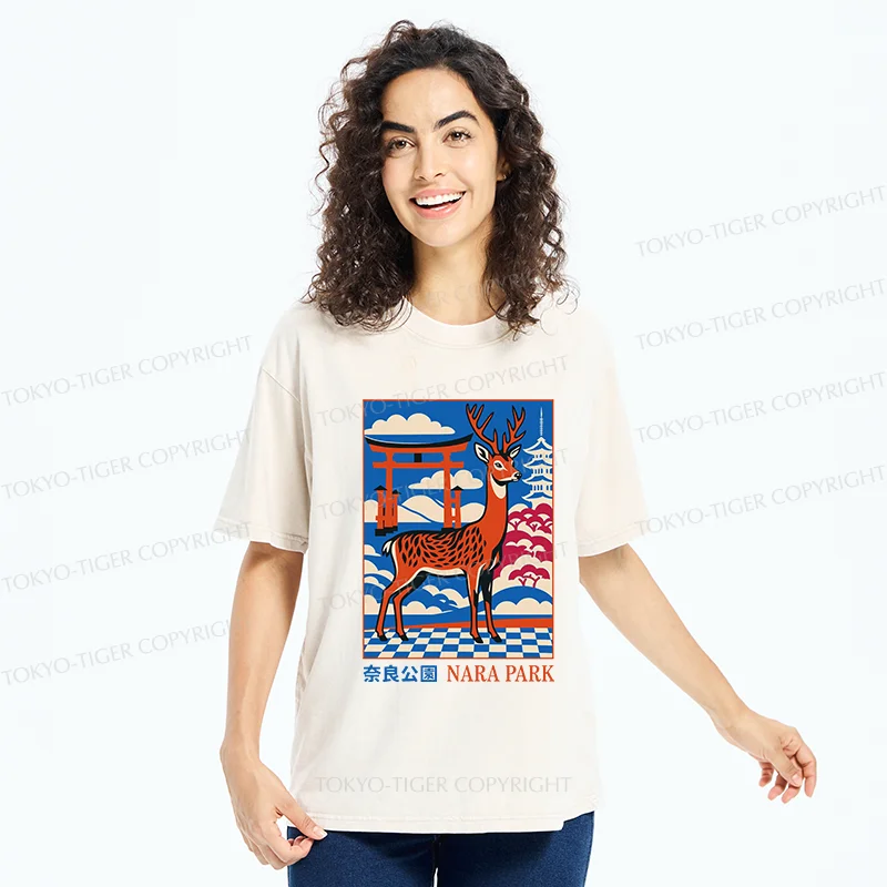 Tokyo-Tiger Nara Deer Park Washed T-Shirt