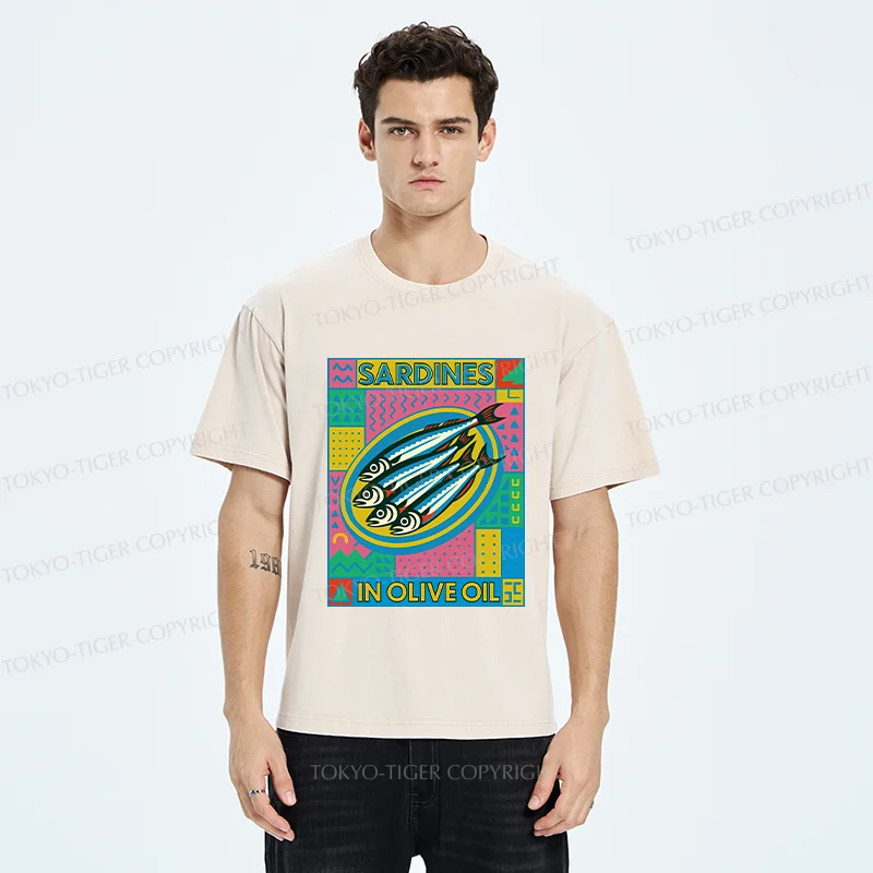 Tokyo-Tiger Fresh Sardines Washed T-Shirt