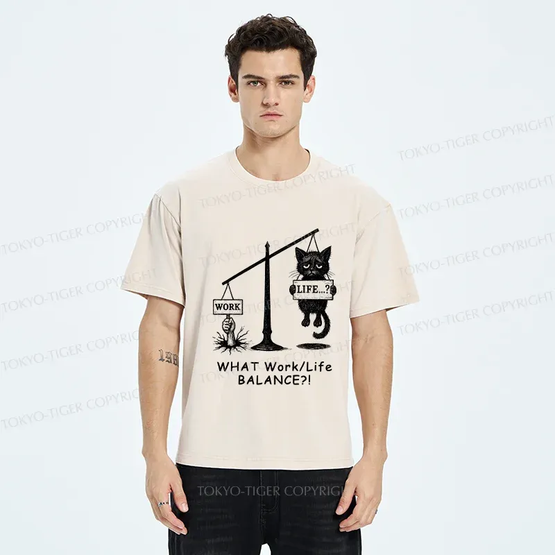 Tokyo-Tiger Work-Life Balance Washed T-Shirt