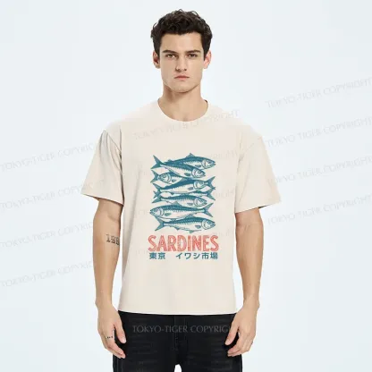 Tokyo-Tiger Vintage Sardines Market Washed T-Shirt