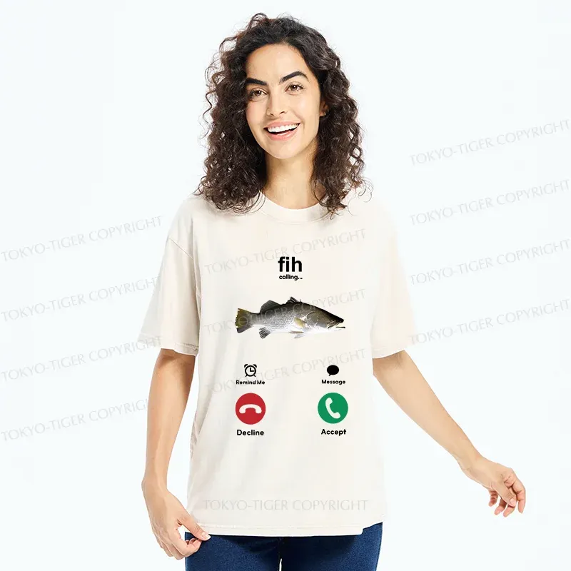 Tokyo-Tiger Fih Calling Washed T-Shirt