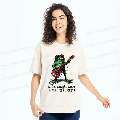 Tokyo-Tiger Frog Playing Guitar Washed T-Shirt