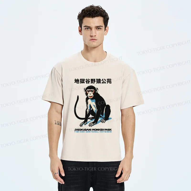 Tokyo-Tiger Japan Monkey Park Washed T-Shirt