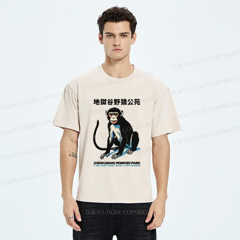 Tokyo-Tiger Japan Monkey Park Washed T-Shirt