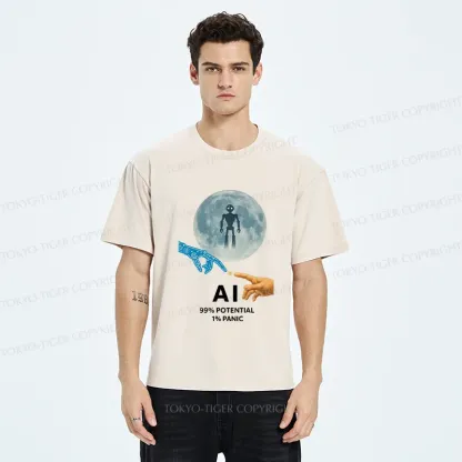Tokyo-Tiger Future Of Humans And AI Washed T-Shirt