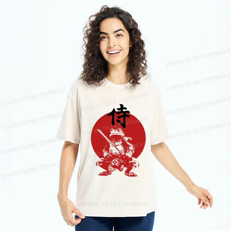 Tokyo-Tiger Mighty Samurai Frog Washed T-Shirt