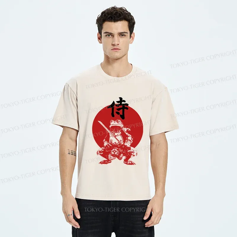 Tokyo-Tiger Mighty Samurai Frog Washed T-Shirt