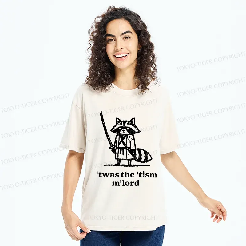 Tokyo-Tiger Focused Samurai Raccoon Washed T-Shirt