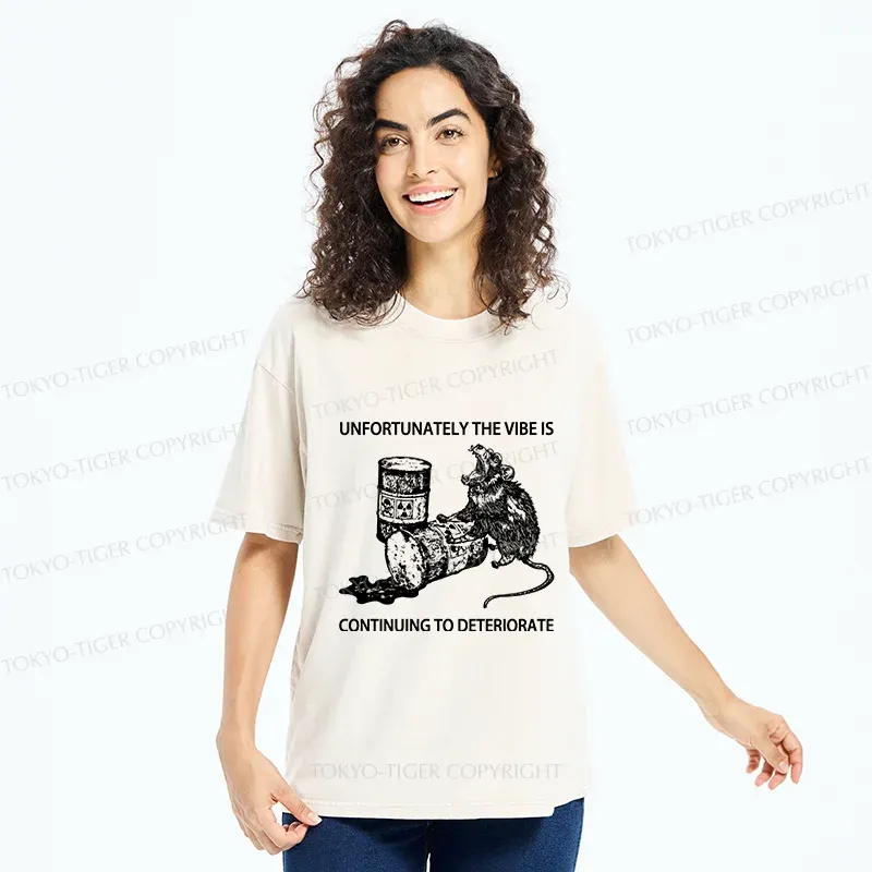 Tokyo-Tiger The Vibe Is Continuing To Deteriorate Funny Washed T-Shirt