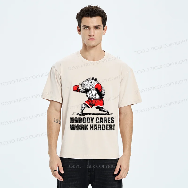 Tokyo-Tiger Capybara Fitness Washed T-Shirt