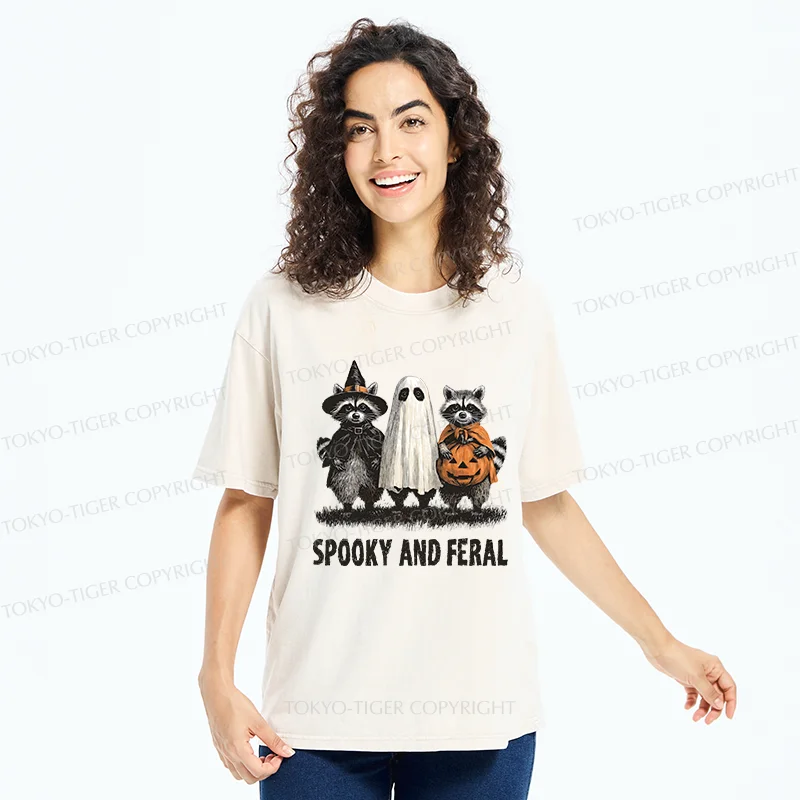 Tokyo-Tiger Halloween Raccoon Washed T-Shirt