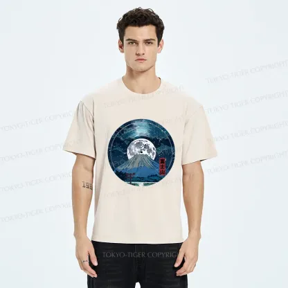 Tokyo-Tiger Mount Fuji Under The Aurora Washed T-Shirt
