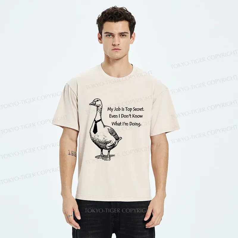 Tokyo-Tiger Serious Goose Funny Washed T-Shirt