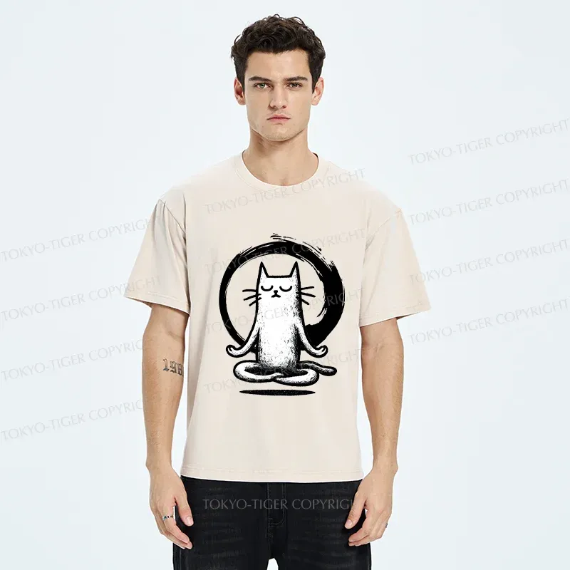 Tokyo-Tiger Zen Japan Cat Washed T-Shirt