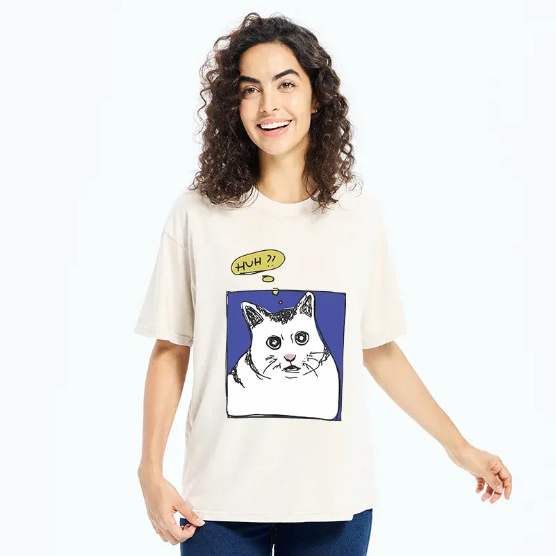 Tokyo-Tiger Confused Cat Meme Washed T-Shirt