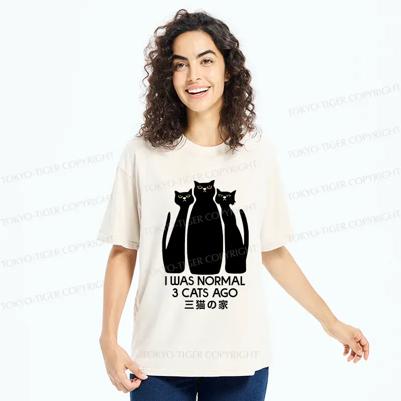 Tokyo-Tiger Three Cats House Washed T-Shirt
