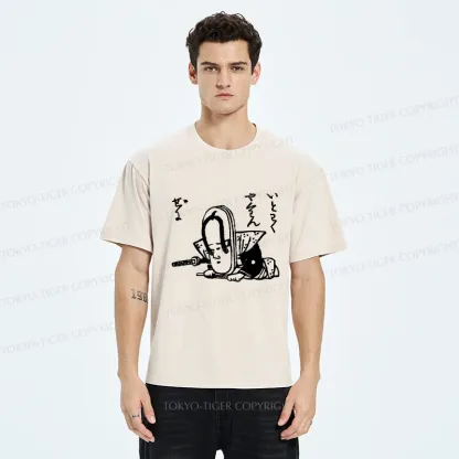 Tokyo-Tiger Funny Slipper Samurai Washed T-Shirt