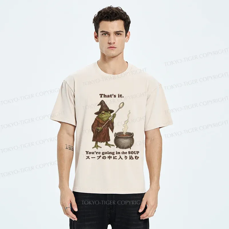 Tokyo-Tiger Funny Frog Soup Washed T-Shirt
