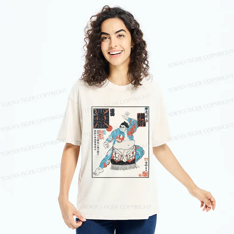Tokyo-Tiger Japan Traditional Sumo Washed T-Shirt